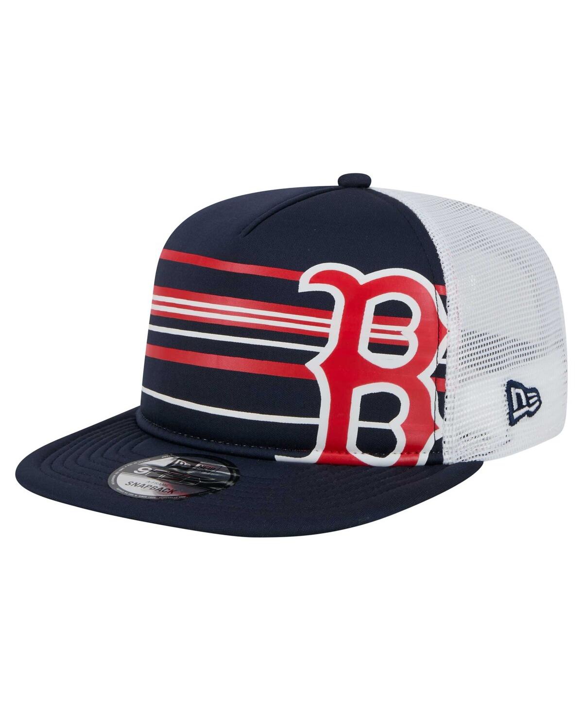 NEW ERA MEN'S NAVY BOSTON RED SOX 9FIFTY A-FRAME TRUCKER SNAPBACK HAT 