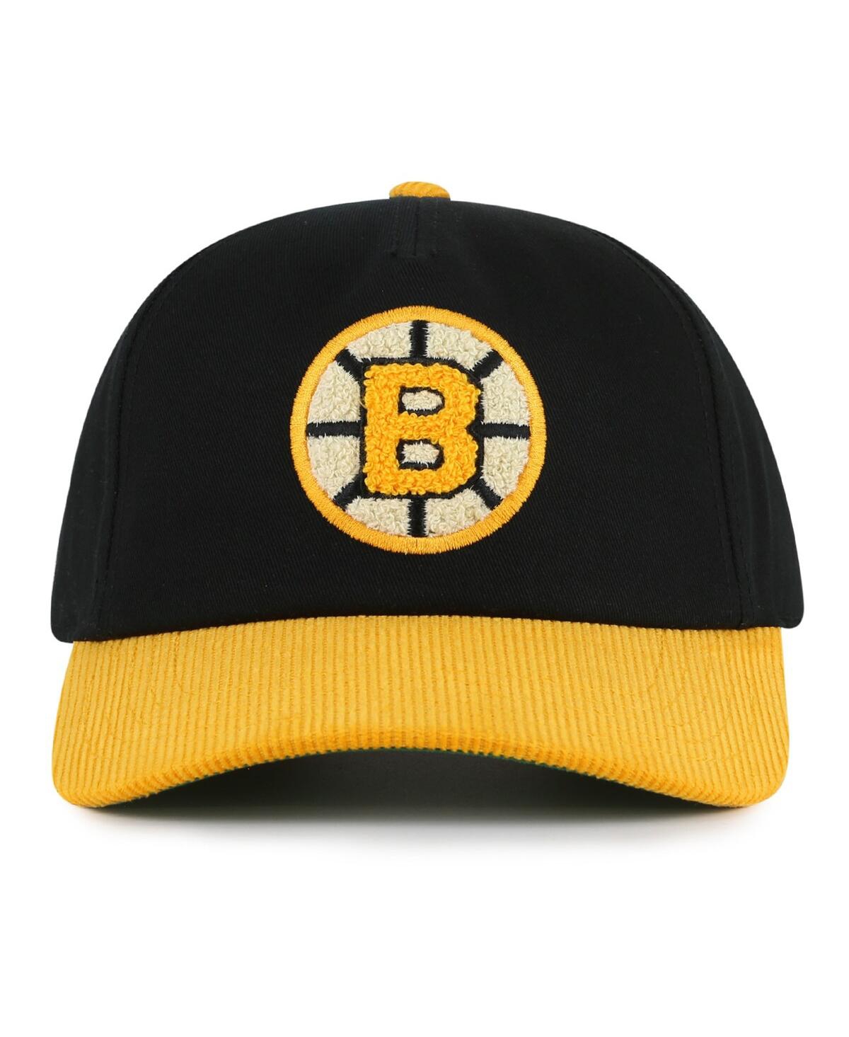 AMERICAN NEEDLE MEN'S BLACK/GOLD BOSTON BRUINS BURNETT ADJUSTABLE HAT 