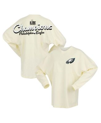 Fanatics - Women's Cream Philadelphia Eagles Super Bowl LIX Champions Sparkle Spirit Jersey Oversized Long Sleeve T-Shirt