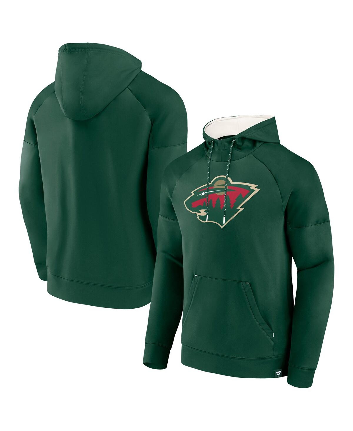 Fanatics Men's Green Minnesota Wild Iconic Defender Raglan Pullover Hoodie In Green