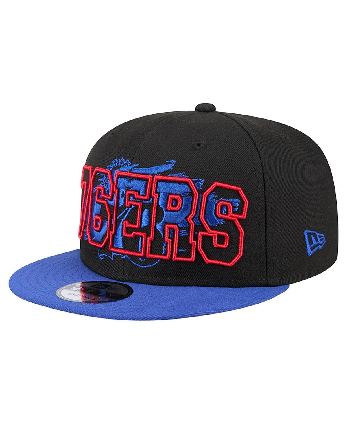 NEW ERA MEN'S BLACK/ROYAL PHILADELPHIA 76ERS SPORT NIGHT SPLATTER 2-TONE 9FIFTY SNAPBACK HAT 