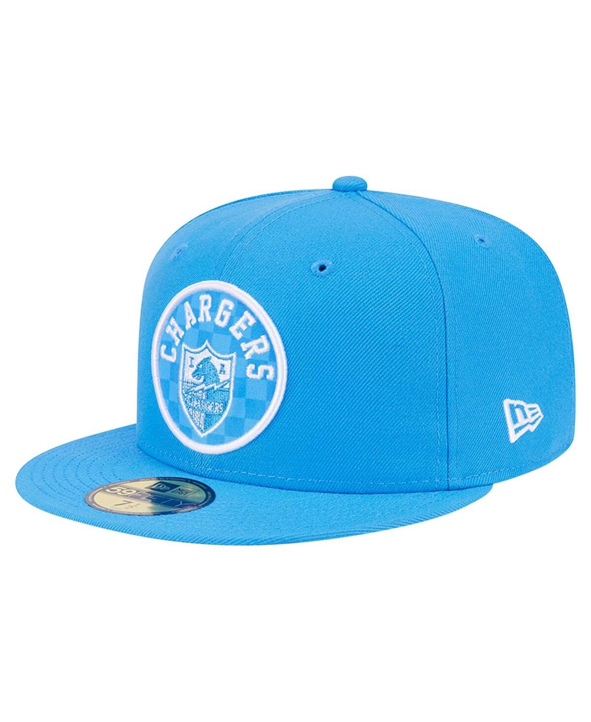 Shop New Era Men's Powder Blue Los Angeles Chargers Checkered 59fifty Fitted Hat