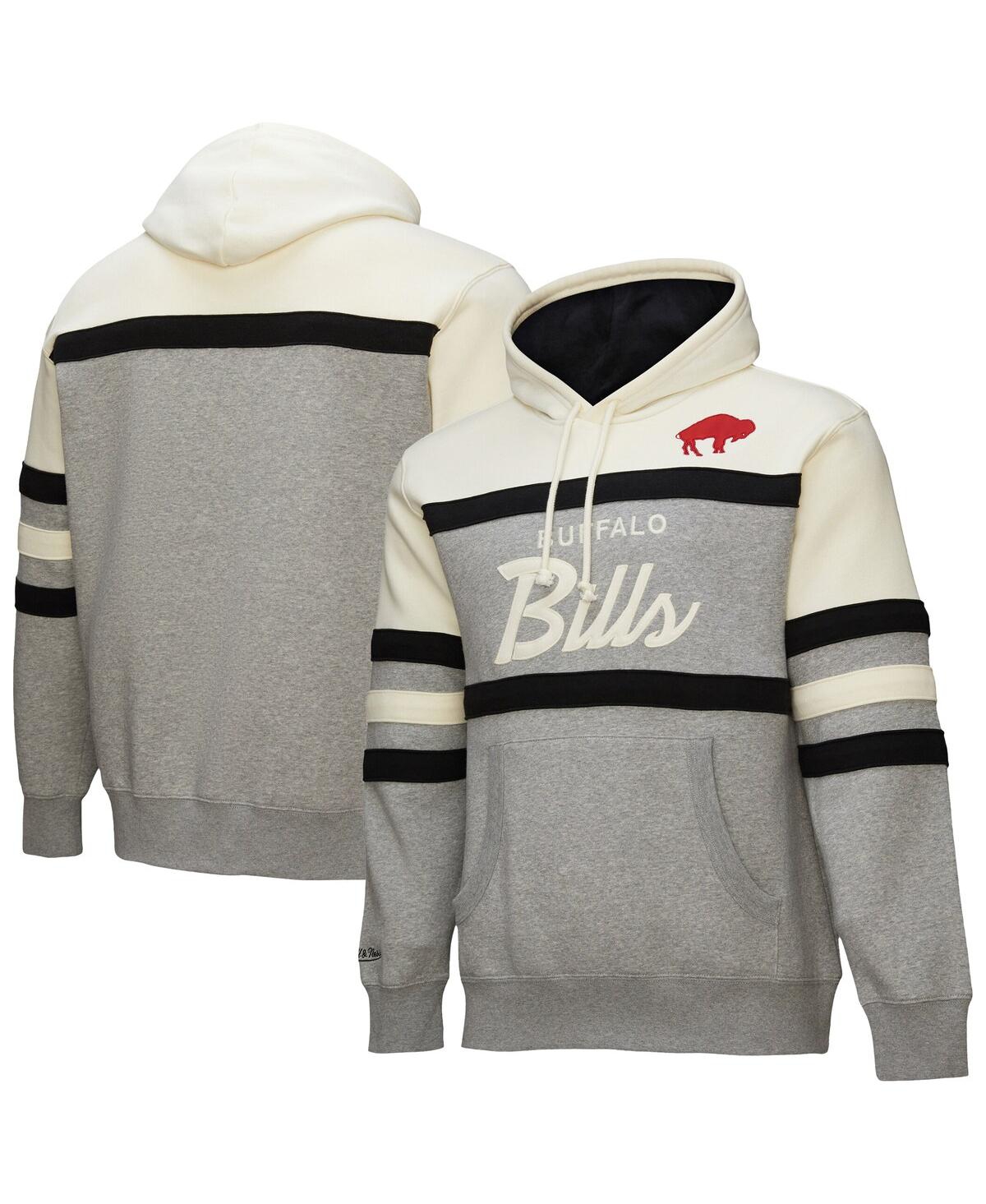 Mitchell & Ness Men's Heather Gray Buffalo Bills Head Coach Vintage Logo Pullover Hoodie In Heather Gray