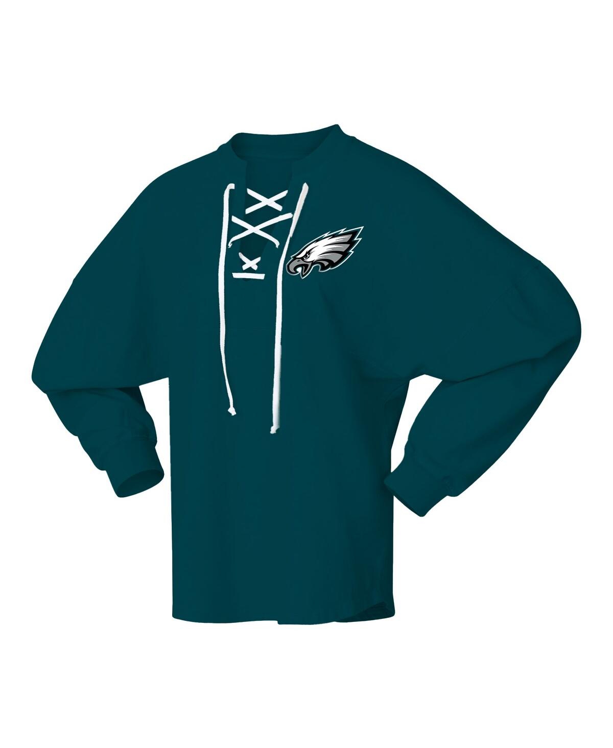 Fanatics Women's Midnight Green Philadelphia Eagles Super Bowl Lix Champions Lace-up Spirit Jersey Long Sleev In Green