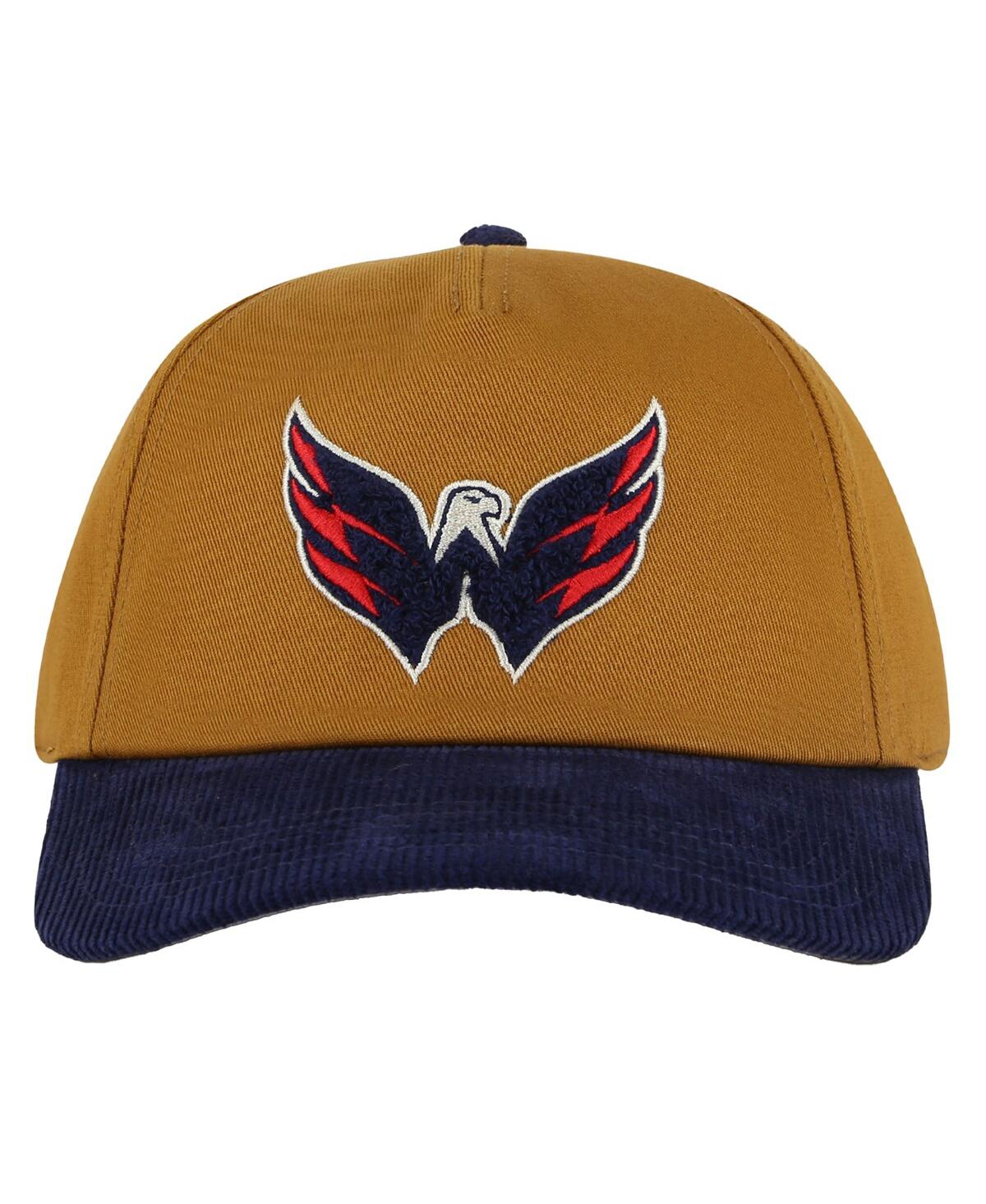 AMERICAN NEEDLE MEN'S TAN/NAVY WASHINGTON CAPITALS BURNETT ADJUSTABLE HAT 