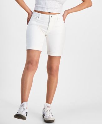 Juniors' Cuffed Hem Bermuda Denim Shorts