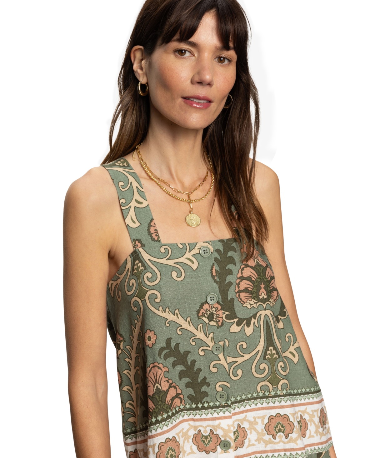 Sanctuary Button Back Sleeveless Top In Mezzo Sage