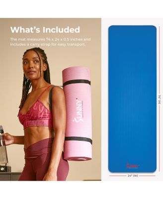 Premium 1/2-Inch Extra Thick Exercise Yoga Mat Non-Slip - Blue – 74 x 24 Inches