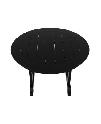 5-Piece HDPE Round Patio Dining Table Set with Foldable Chairs