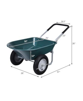 2-Tire Wheelbarrow Garden Cart Heavy-Duty Utility Dolly for Landscaping & Yard Work