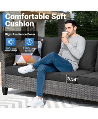 Patio Furniture Set 7 Piece High Back Sofa Outdoor Conversation Sets All Weather Wicker Rattan Sectional Sofa Set Couch and Chairs Garden Backyard Porch