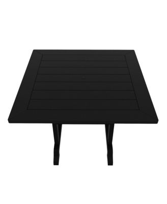 5-Piece HDPE Square Patio Dining Table Set with Foldable Chairs