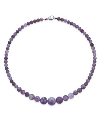 Semi-Precious Natural Stone Graduated Bead Ball Strand Necklace 16-18 Inch