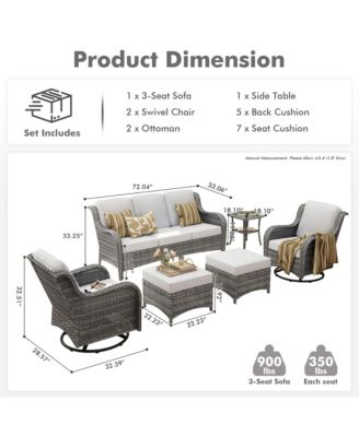 6 Pcs Outdoor Patio Furniture Set,High Back Sofa and Swivel Chairs Set