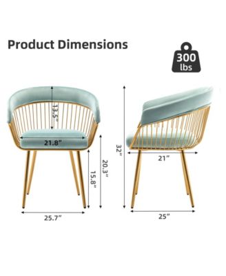 Mid Century Dining Chair, Velvet Upholstered Side Chair with Metal Legs for Makeup/Living Room (Set of 2)