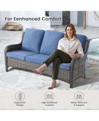 6 Pcs Outdoor Patio Furniture Set,High Back Sofa and Swivel Chairs Set