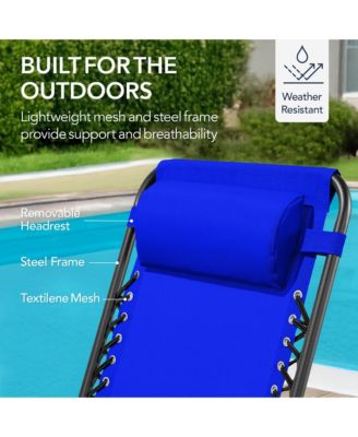 Folding Outdoor Zero Gravity Rocking Lounge Chair w/ Headrest Pillow