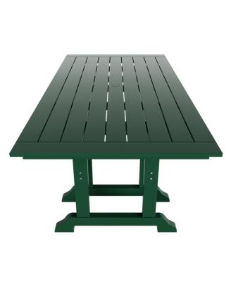 6-Piece HDPE Rectangular Patio Dining Table Set with Foldable Chairs and Patio Bench