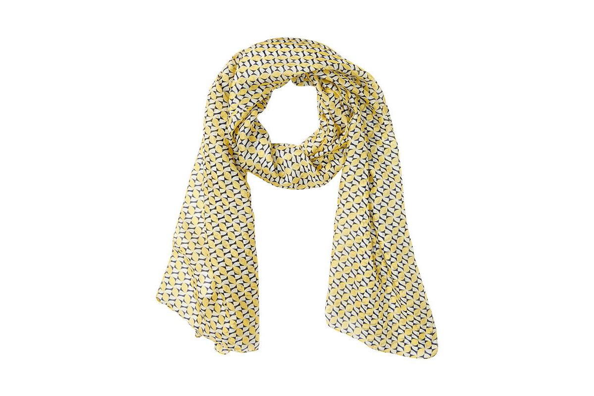 100% Silk Geo Print Scarf - Sun yellow