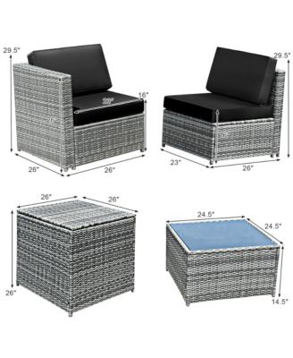 8 Piece Rattan Outdoor Patio Sofa Sectional Conversation Furniture Set w/ Cushions & Coffee Table