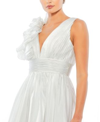 Women's Ruffle V Neck Fit & Flare Mini Dress