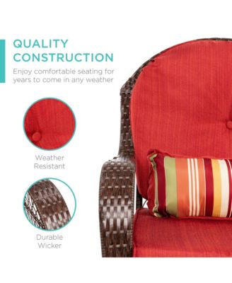 Outdoor Wicker Rocking Chair for Patio, Porch w/ Steel Frame, Weather-Resistant Cushions