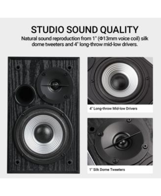 Bluetooth Bookshelf Speakers with MDF Enclosure, Powered Studio Monitors - 24W RMS (Pair)