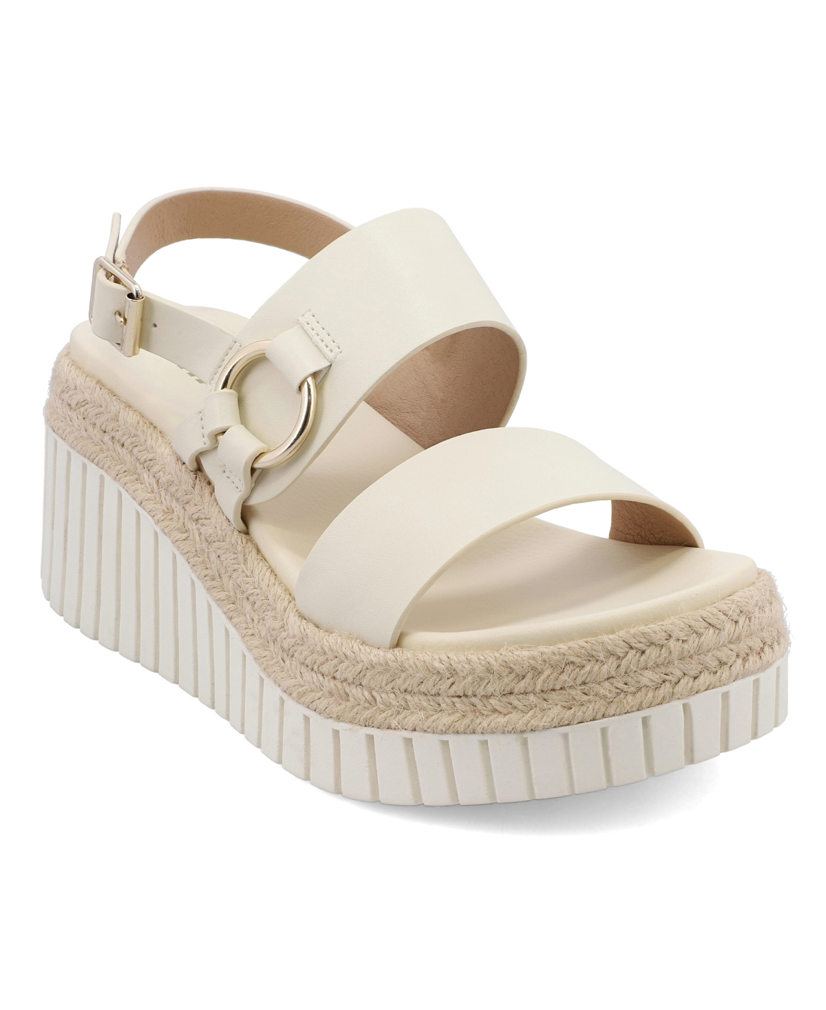 Shop Mia Women's Yuna Round Toe Wedge Sandals In Bone