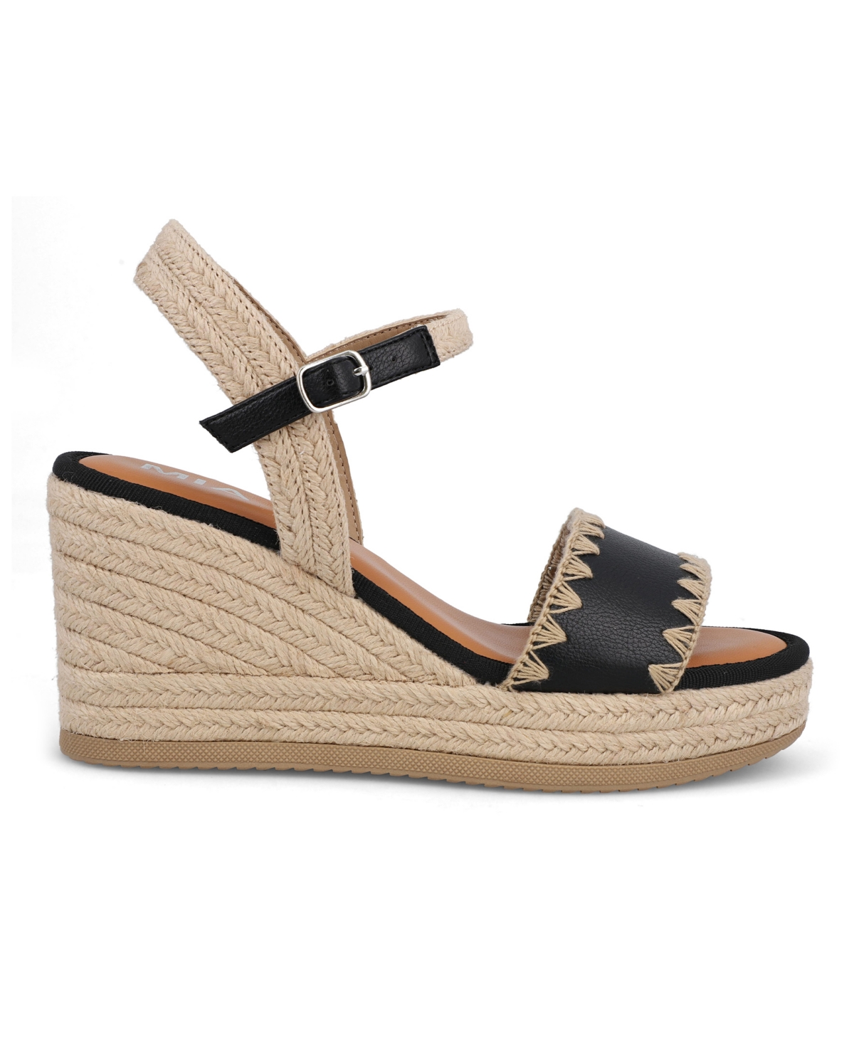 Mia Becky Ankle Strap Espadrille Platform Wedge Sandal In Natural,black