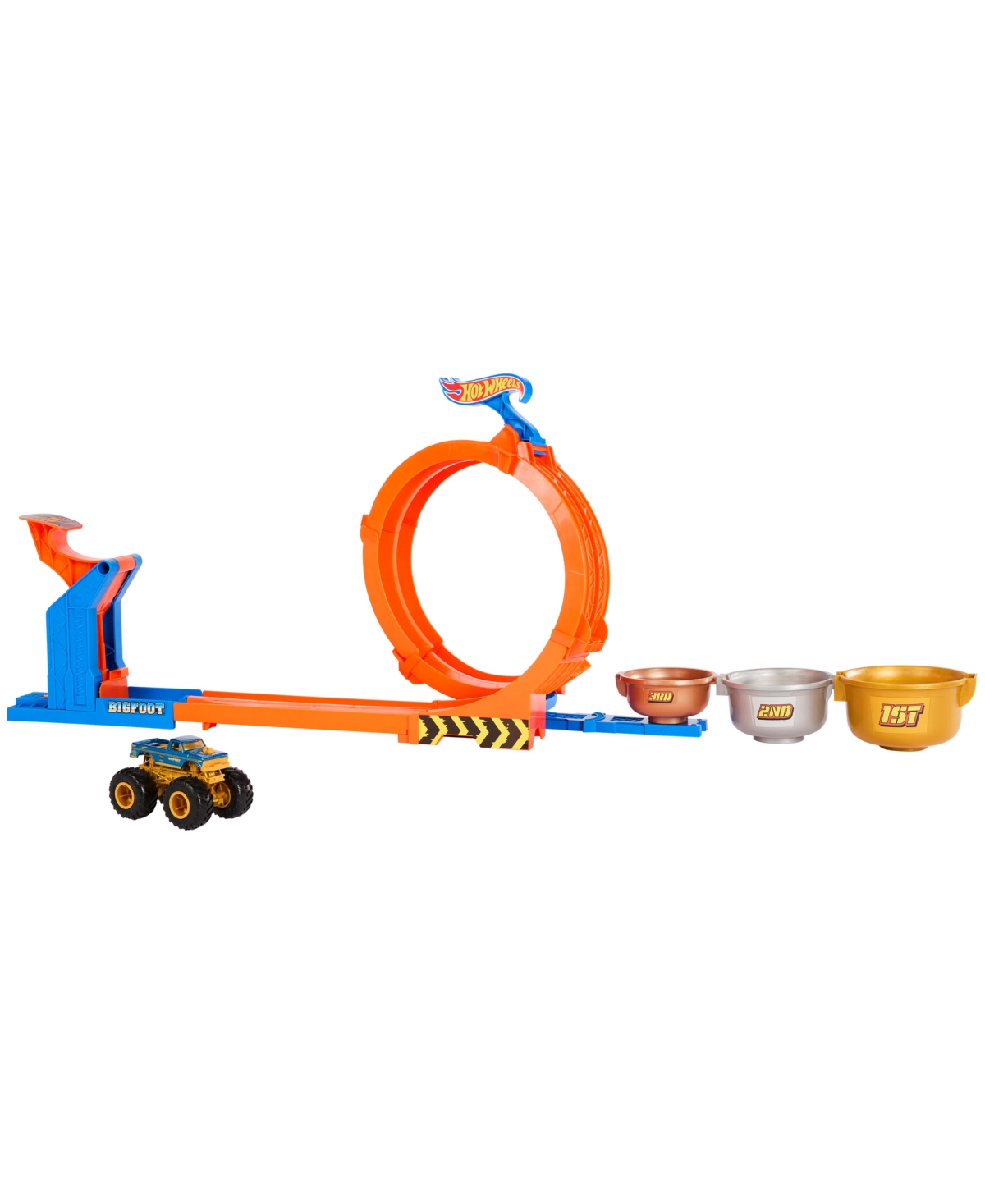 Hot Wheels Monster Trucks Loop-and-flip Trophy Challenge Playset With Die-cast Bigfoot Toy Truck In Multi-color