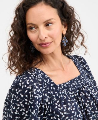 売れ筋商品|||スタイルアンドコー カットソー トップス レディース Petite Floral Cotton Square-Neck Top, Exclusively at Macy's Medium Floral Pink Style & Co Petite Spotty Airy Floral-Print Cotton Top