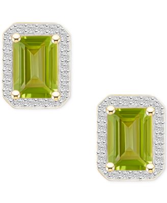 Citrine (2 ct. t.w.) & Lab-Created White Sapphire (1/4 ct. t.w.) Square Halo Stud Earrings in 10k Gold (Also in Additional Gemstones)