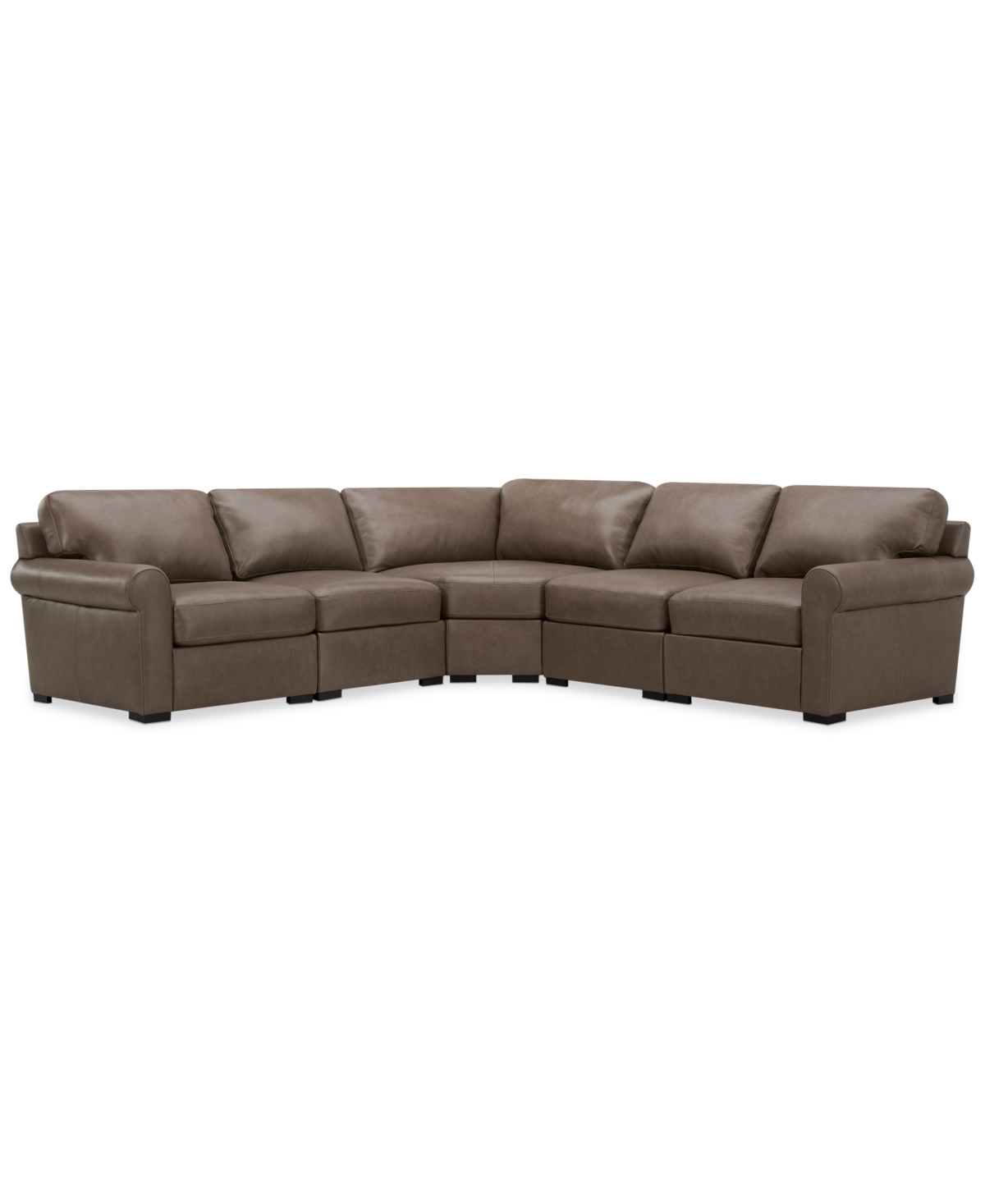 Macy's Radley Roll Arm 117" 4-pc. Leather Wedge Corner L Sectional, Exclusively At