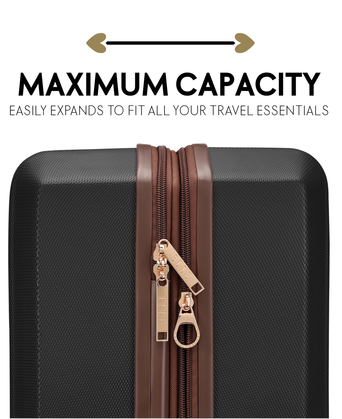 Elle Luxe Journey 3-piece Expandable Retro Spinner Luggage Set In Black