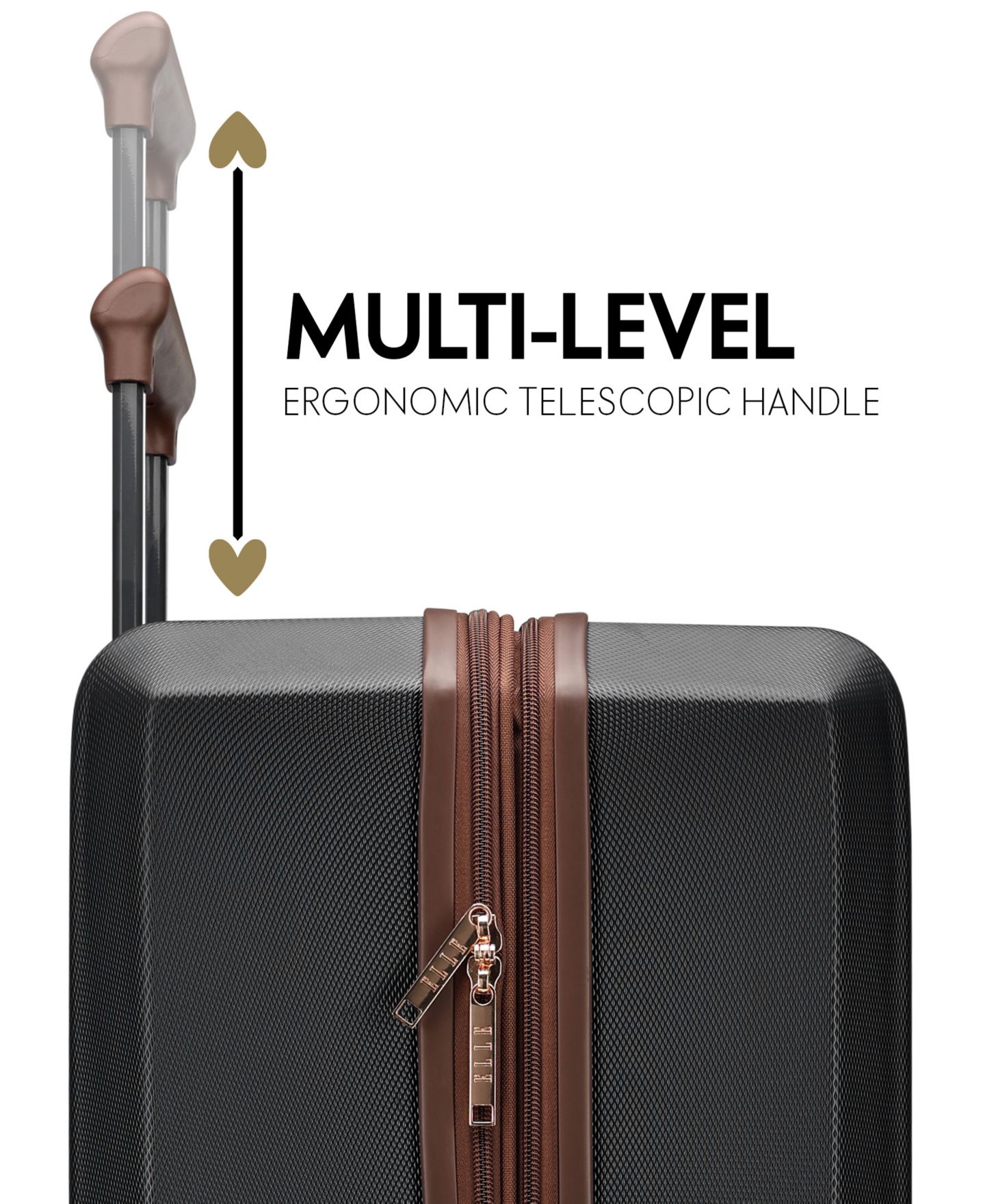Чемоданы ELLE Luxe Journey 3-Piece Expandable Retro Spinner Luggage Set, цвет: Чёрный — фото 6