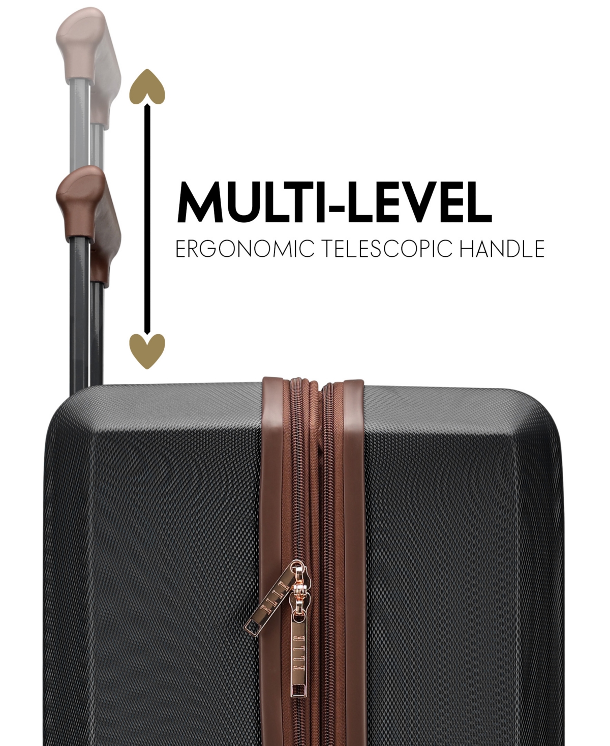 Elle Luxe Journey 3-piece Expandable Retro Spinner Luggage Set In Black