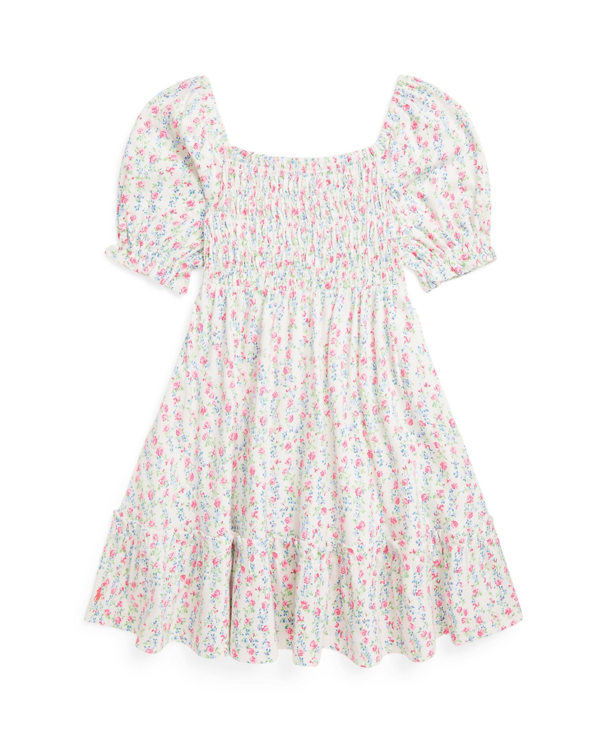 Polo Ralph Lauren Floral Smocked Cotton Jersey Dress In Meadow Floral