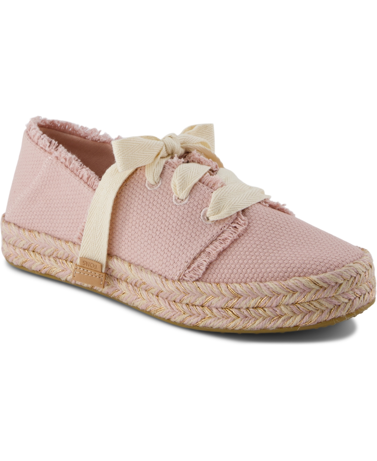Shop Toms Women's Carolina Lace-up Espadrille Sneakers In Pale Rose Beachside Woven,fray