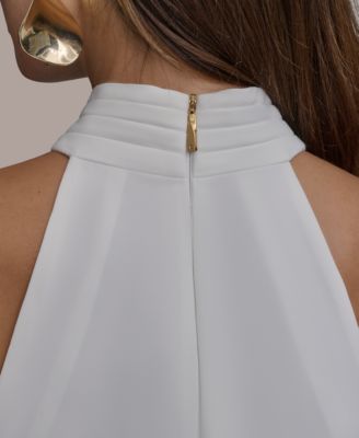売れ筋商品|||エラン カットソー トップス レディース Women's Sleeveless Button-Front Halter Vest White Sleeveless-Button-Front-Shirt-