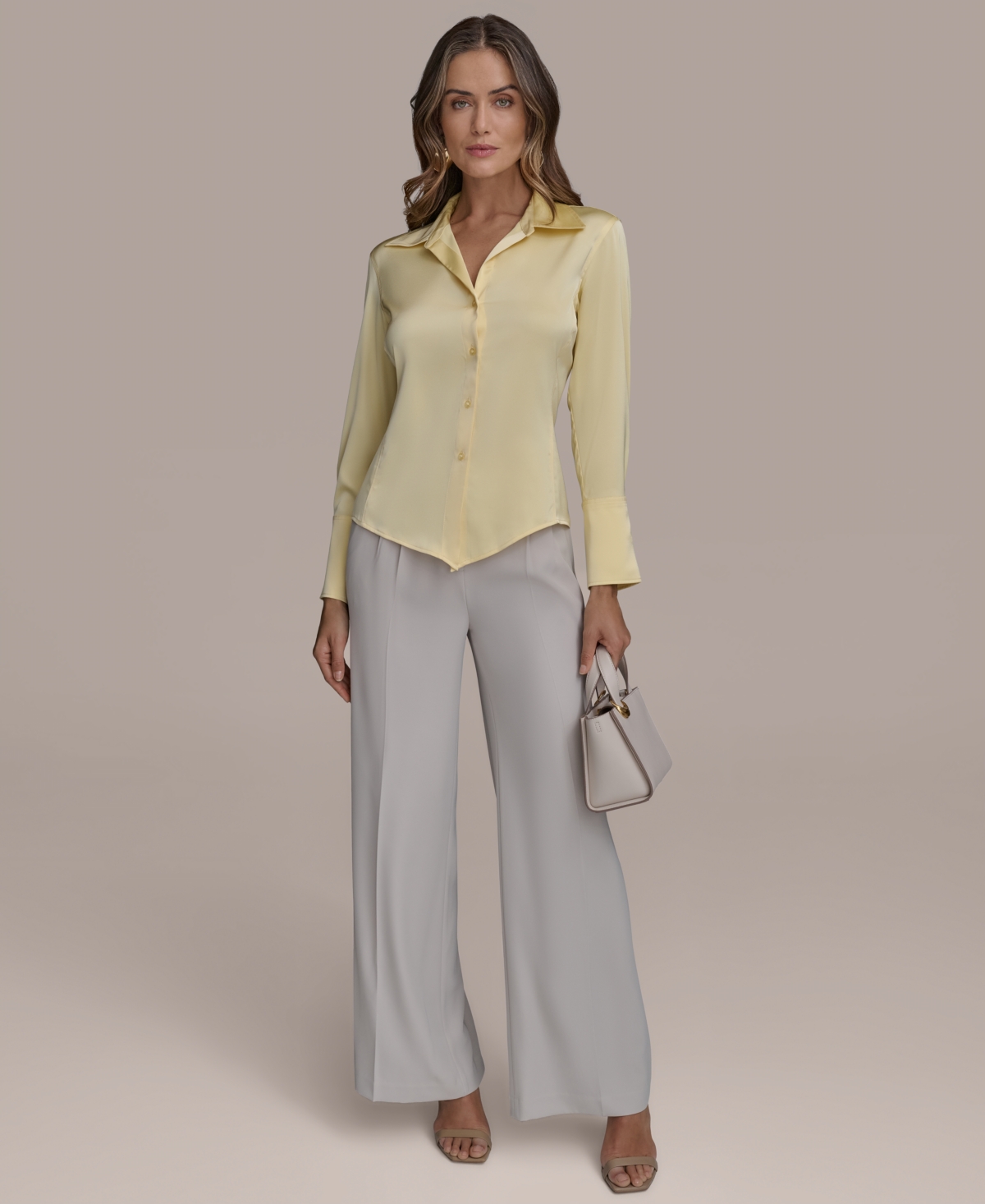 DONNA KARAN WOMEN'S BUTTON-FRONT BLOUSE, REGULAR & PETITE SIZES 