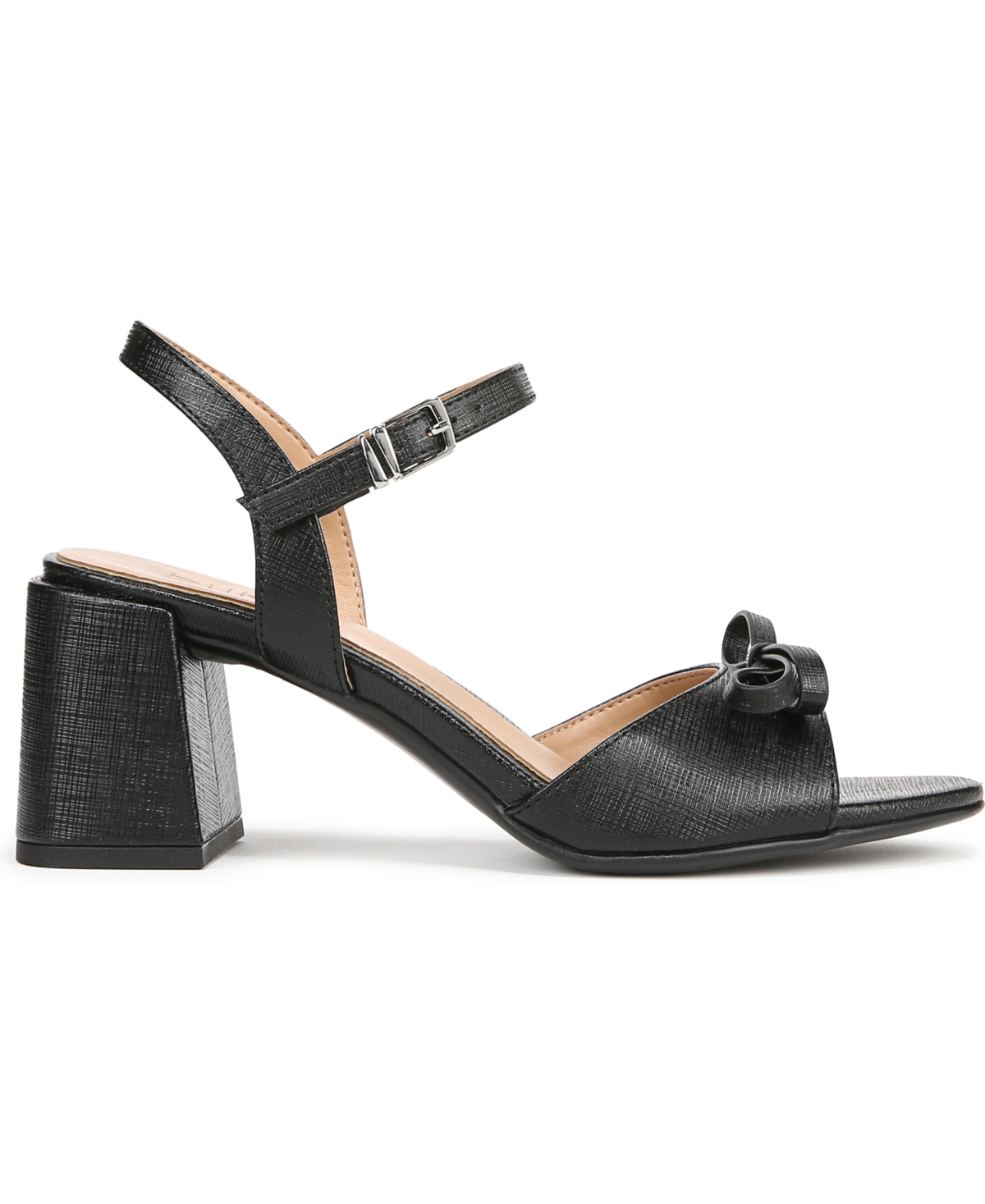 Naturalizer Women's Deandra Block Heel Dress Sandals In Black Faux Leather