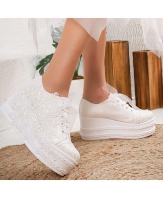 Claudine Lace Bridal Platform Sneakers
