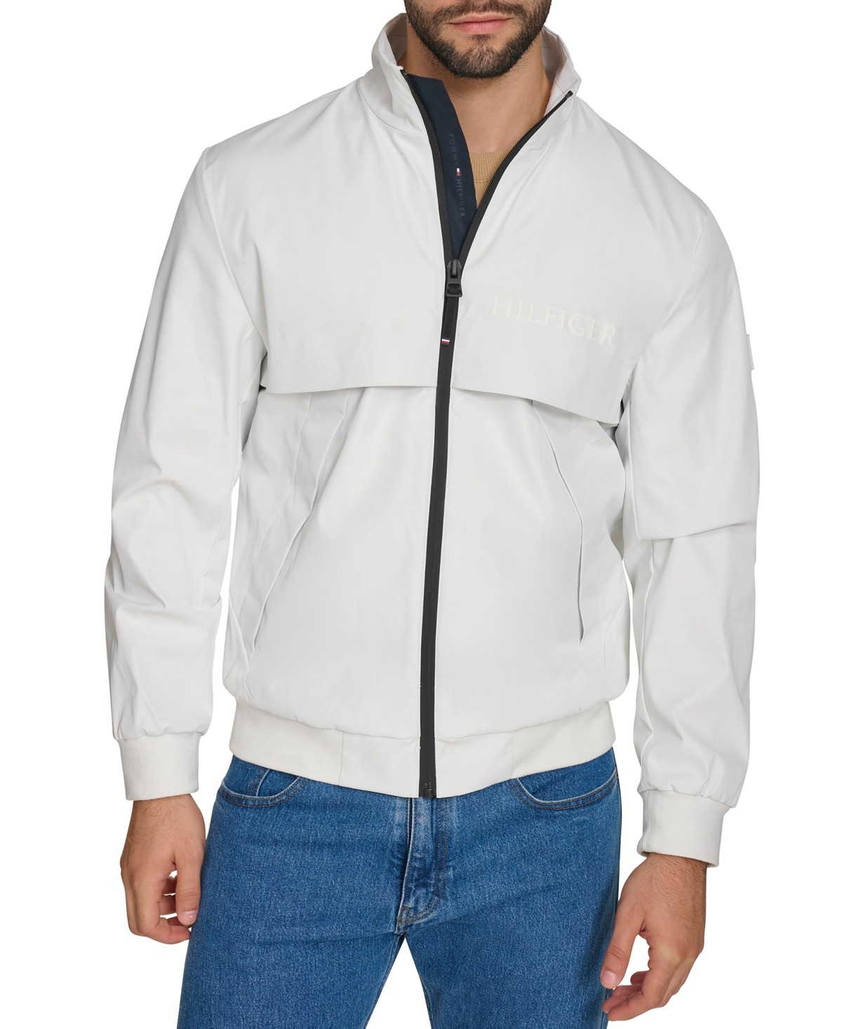 Shop Tommy Hilfiger Men's Tech Bomber Jacket In White