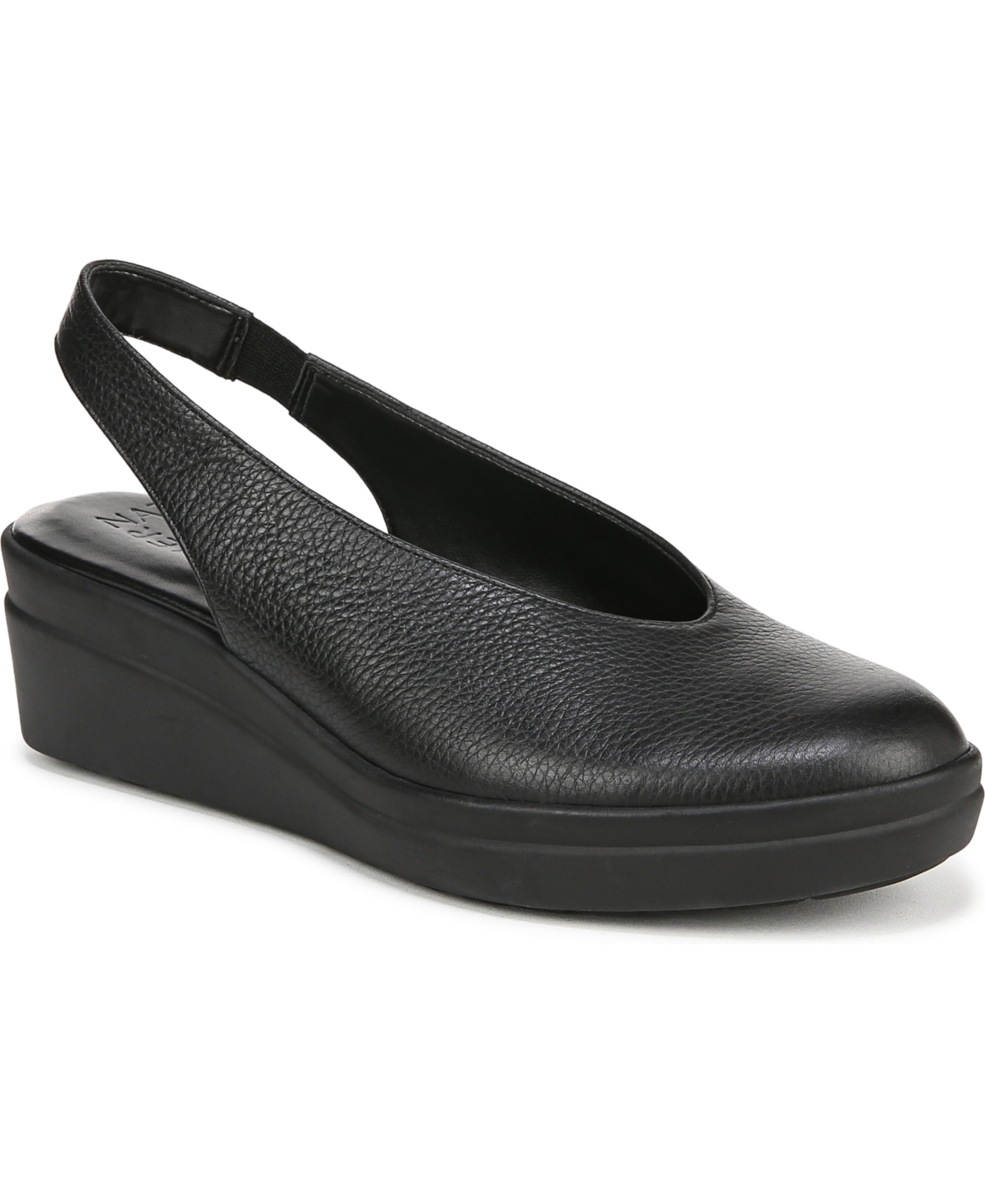 Naturalizer Sutton Slingback Platform Wedge Pump In Black Leather