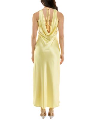 Juniors' V-Neck A-Line Satin Dress
