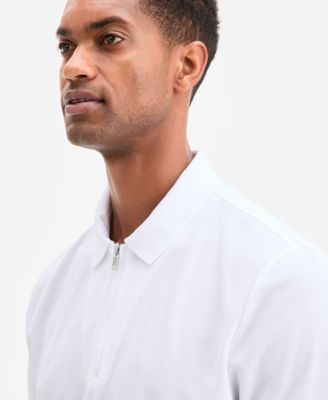 Men's Ottoman Short Sleeve Textured Quarter-Zip Polo Shirt, Exclusively at Macy's