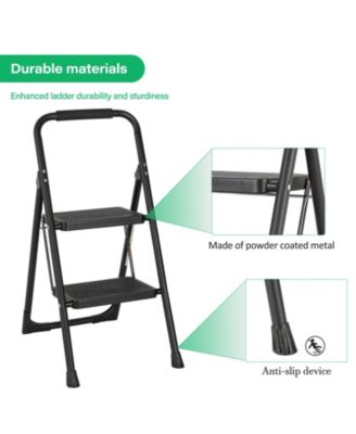 2 Step Ladder Portable Folding Ladder Stool for Adults with Wide Anti-Slip Pedal