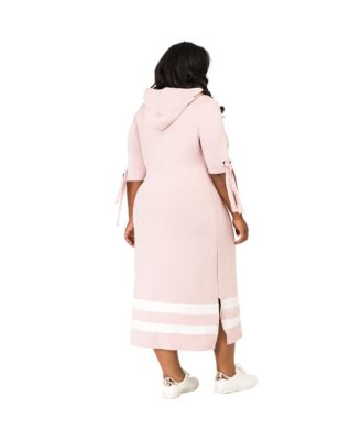 Plus Size Cut Out Tie-Sleeve Hoodie Maxi Dress