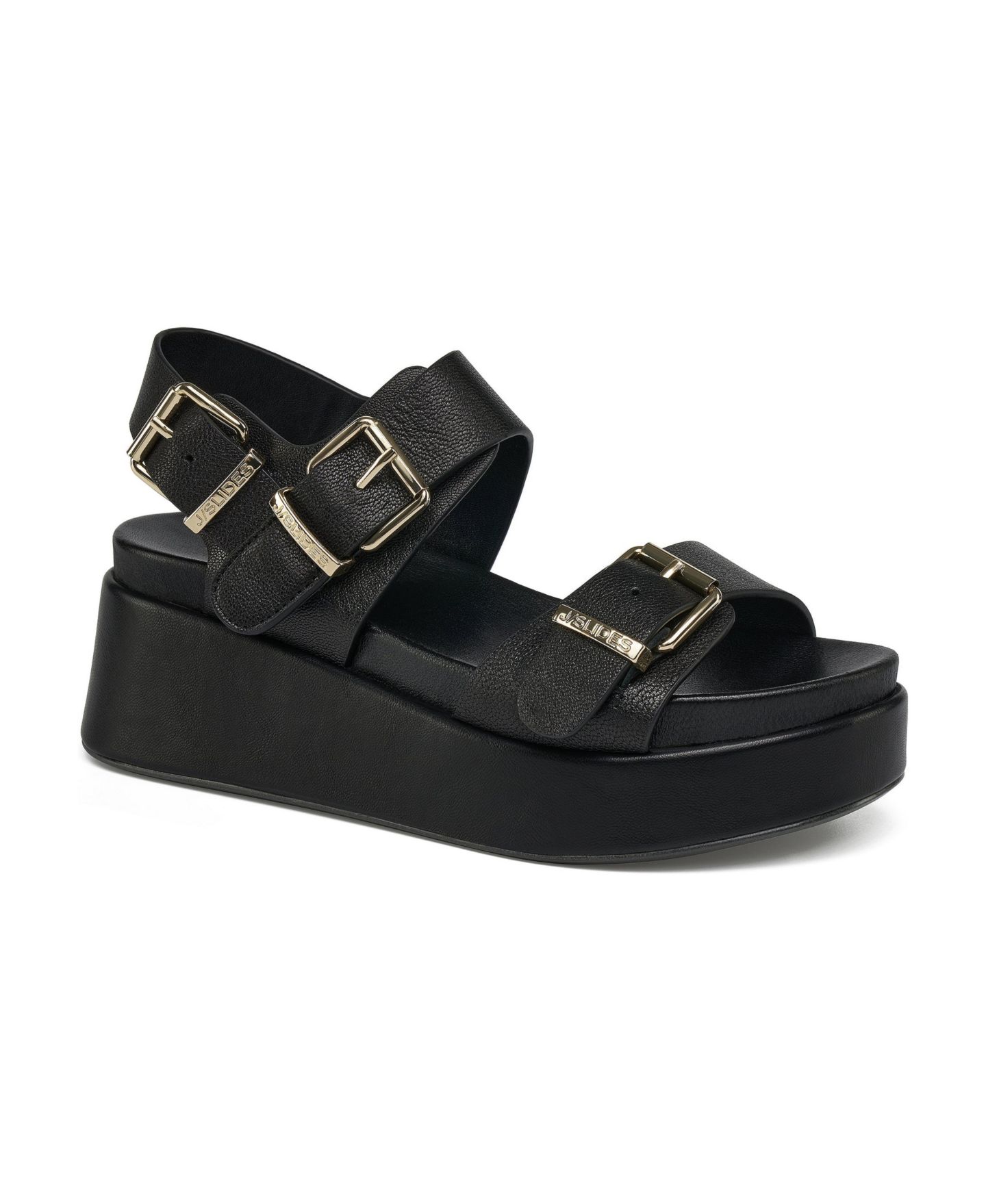 Женские сандалии JSlides Brooke Sandal, цвет: Чёрный кожаный — фото 1