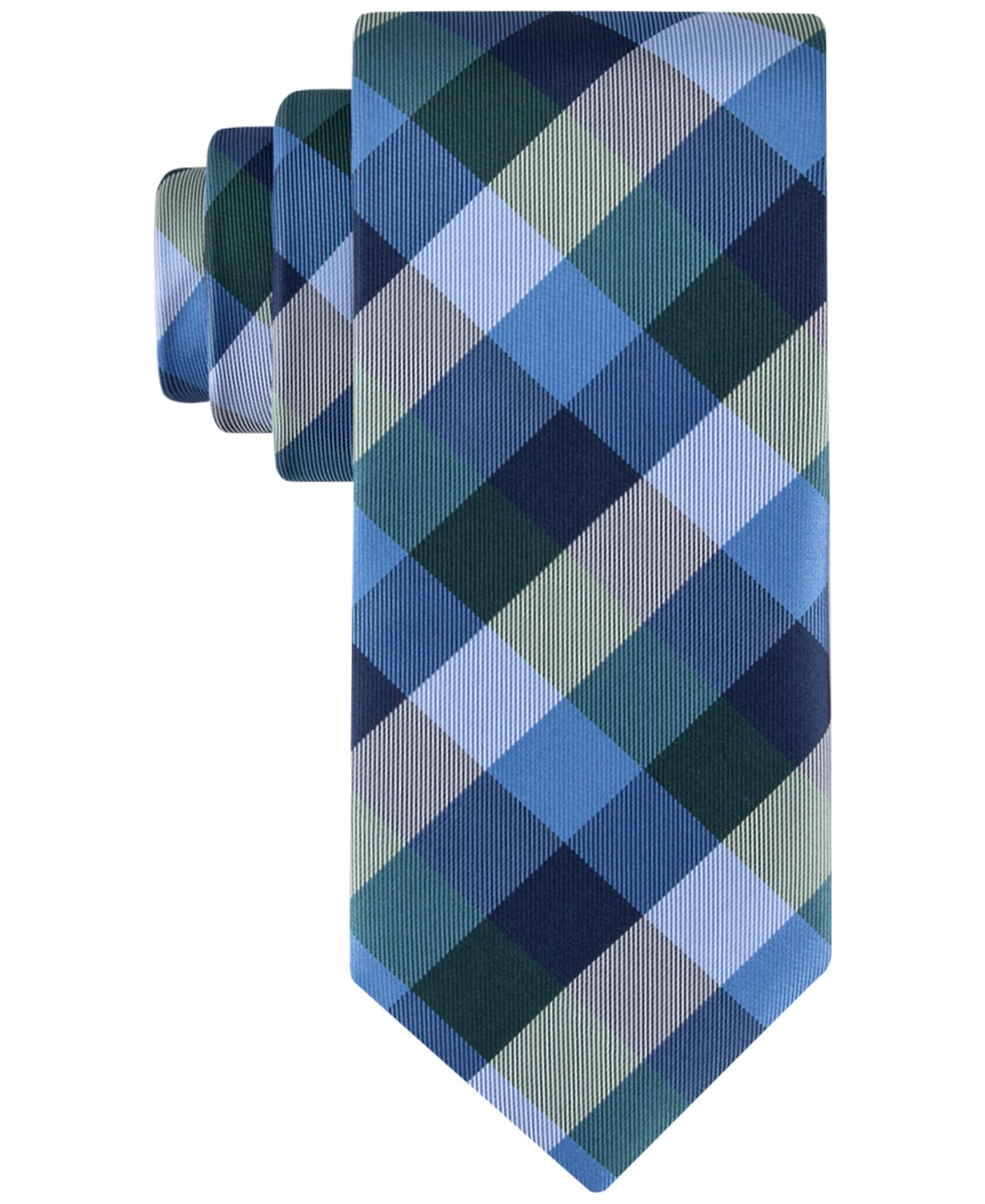Мужской галстук Tommy Hilfiger Buffalo Plaid Tartan Tie, цвет: Зелёный — фото 1